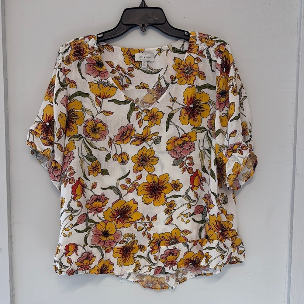Lucky Brand Floral Lightweight Blouse‎ Size Large
